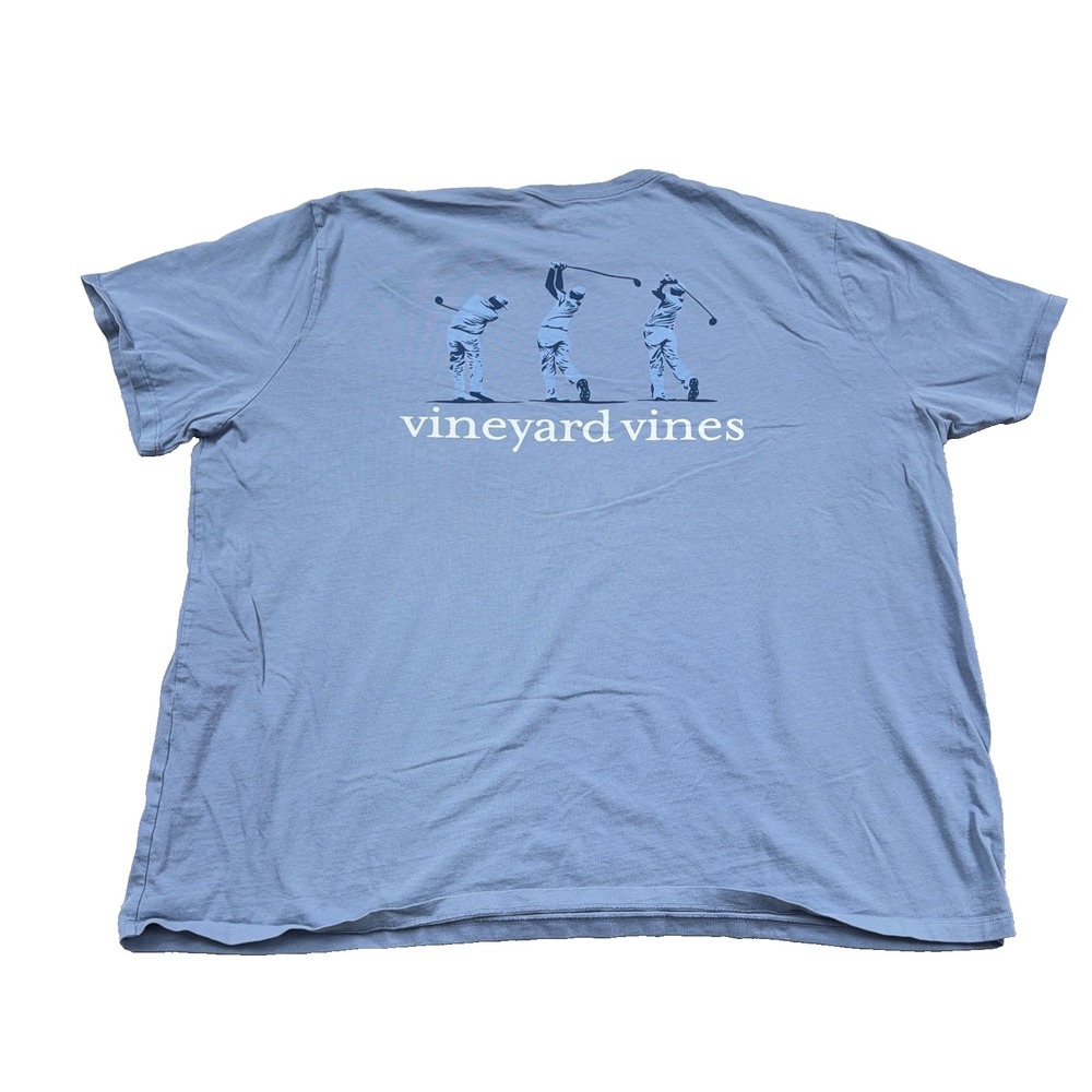 Vineyard Vines Shirt Men 3XB Pocket Tee Blue Short Sleeve Golf Swing Print